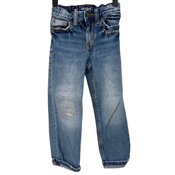 Cat & Jack Patchwork Straight Leg Jeans Size 5 - Picture 1 of 5